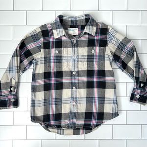 Size 2 J. Crew crewcuts Boys Everyday Cotton Flannel Plaid Button Down Shirt
